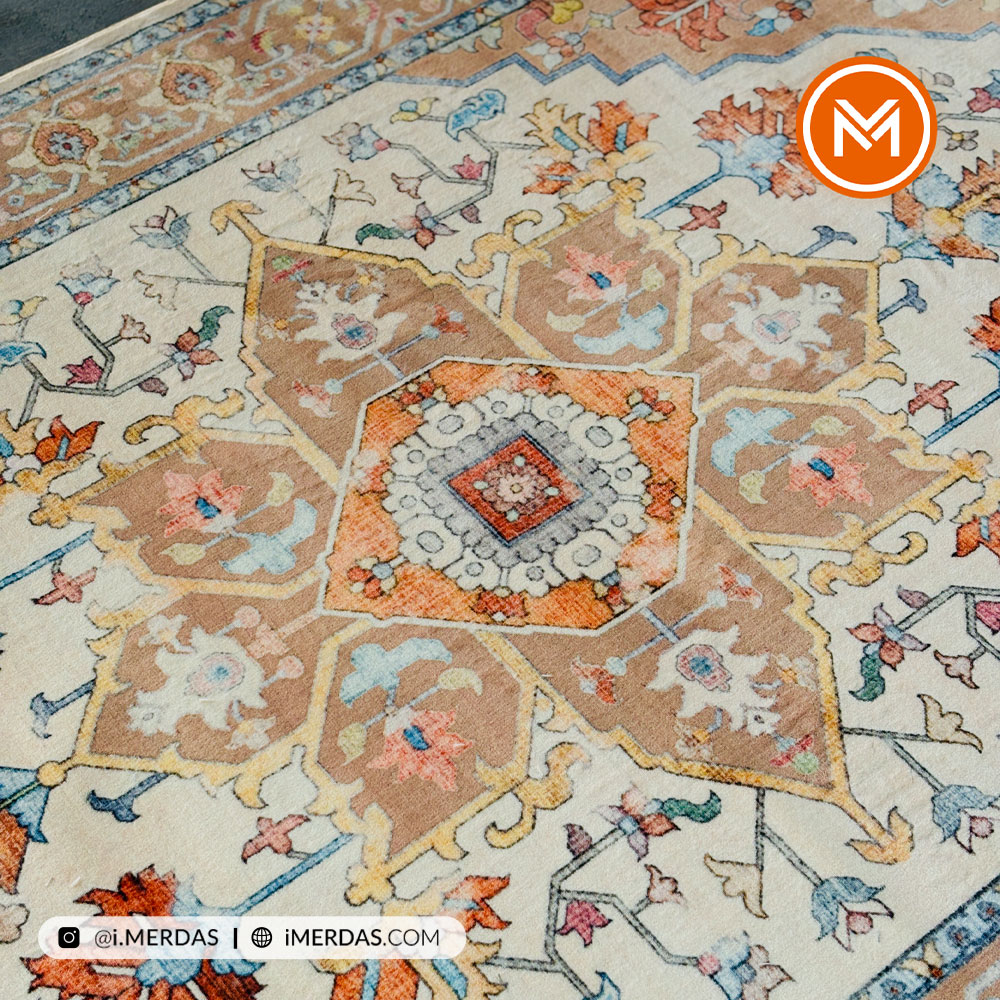 فرش کهنه نما کد 23490 زمینه تمام رنگ